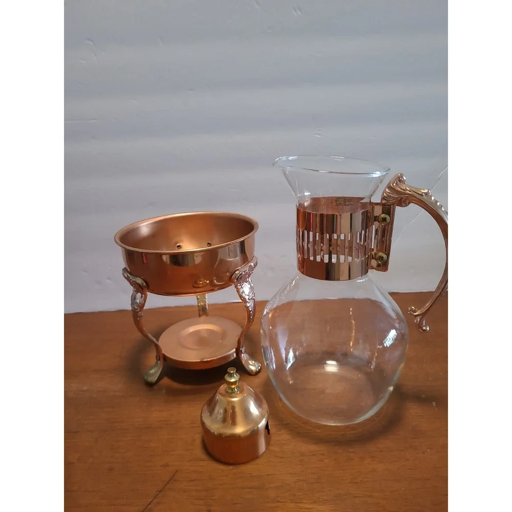 Vintage Princess House Copper & Brass Coffee/Tea Carafe with Lid and Stand